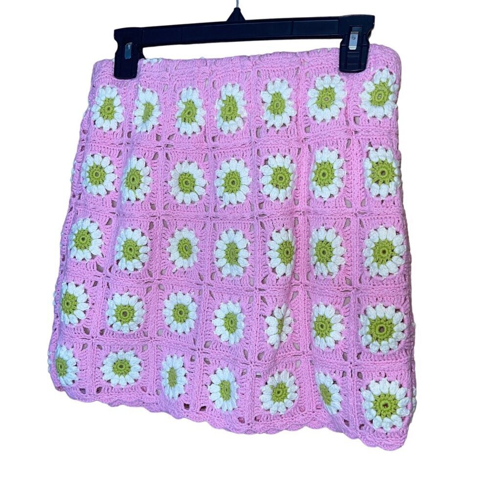 Show Me Your Mumu Womens Skirt Size XL Pink Floral Pisces Crochet Knit Mini New - Picture 7 of 8